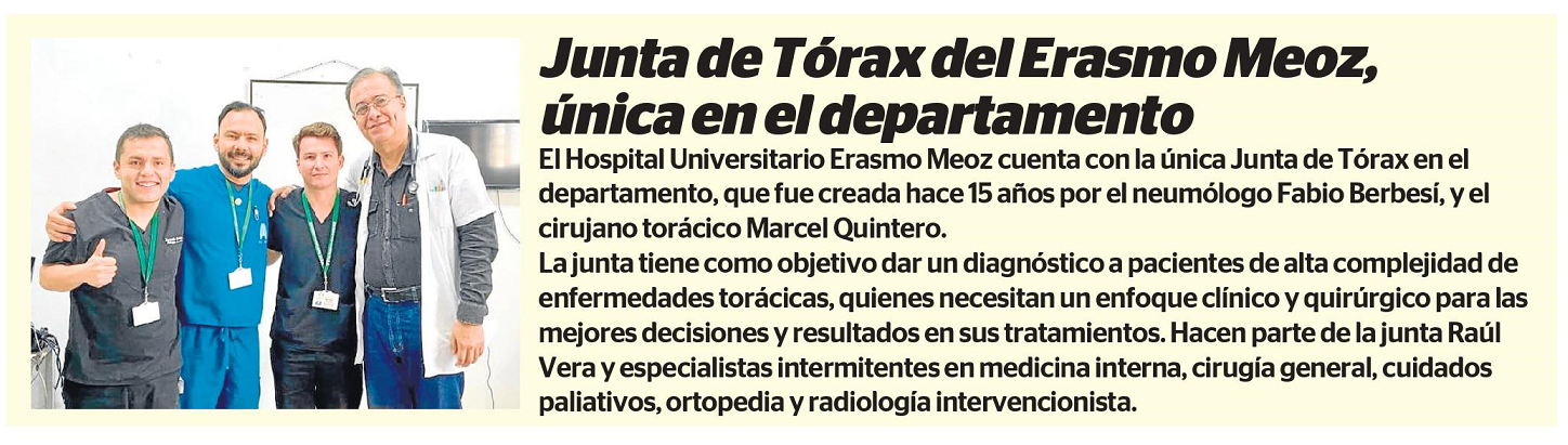 JUNTA DE TÓRAX DEL ERASMO MEOZ, ÚNICA EN EL DEPARTAMENTO!