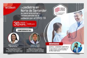 Este jueves 30 de abril hablaremos del panorama actual de la pediatría en Norte de Santander y las consecuencias del COVID 19 en la población infantil. Nos acompañarán Angelica Maria Barba Rueda, médico especialista en pediatría y neumología pediátrica y Andrés Felipe Arias Sánchez, médico pediatra, especialista en infectología pediátrica, bajo la moderación del cirujano Marcel Quintero. Ingresa: https://bit.ly/2xovpqK