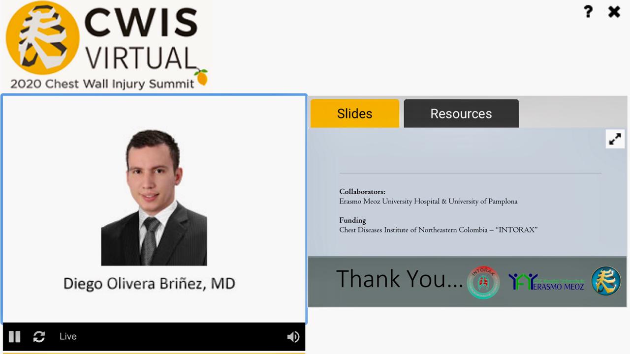 CUMPLIR!!!! CÚCUTA, NORTE DE SANTANDER Y COLOMBIA 🇨🇴 PRESENTE!!!! 2020 CHEST WALL INJURY SUMMIT, CWIS VIRTUAL. PRESENTACIÓN: “MANEGEMENT OF MULTIPLE RIBS FRACTURES IN THE UNIVERSITY HOSPITAL OF CÙCUTA COLOMBIA 🇨🇴 “ ABRIL 24 2020. “ MANEJO QUIRÚRGICO DE FRACTURAS COSTALES MÚLTIPLES EN HOSPITAL UNIVERSITARIO DE CÙCUTA, COLOMBIA 2015-2019”; en el CONGRESO VIRTUAL MUNDIAL DE LA SOCIEDAD DEL TRAUMA DE PARED TORÁCICA (CHEST WALL INJURY SOCIETY – CWIS) @cwisociety  #CWIS @CWISociety #summit #trauma #torax #paredeltorax  #educacion #medicina #pandemia #coronavirus #covid19 #toracoscopia #VATS  #cirugiadeltorax #cirugiadetorax #marcelquintero #intorax  #huem #csj  #csa #cucuta #nortedesantander #turismomedico #cucuta #cucutaeslomio #colombia #cucutaescirugiadeltorax #cucutaescirugiadetorax #Vatscucuta