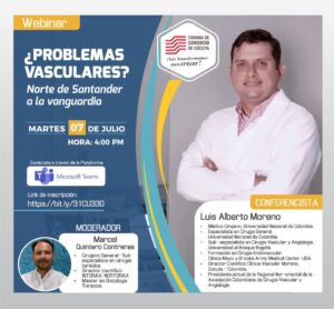 La enfermedades vasculares tienen un gran impacto en la salud de los nortesantandereanos. Sus complicaciones constituyen las primeras causas de mortalidad en nuestra población. Muchas de ellas se pueden prevenir y tratar con excelentes resultados.Te invitamos este martes 7 de julio 4:00 pm a profundizar en este tema y a resolver tus dudas sobre tu salud vascular. inscripción : https://bit.ly/31CU33D