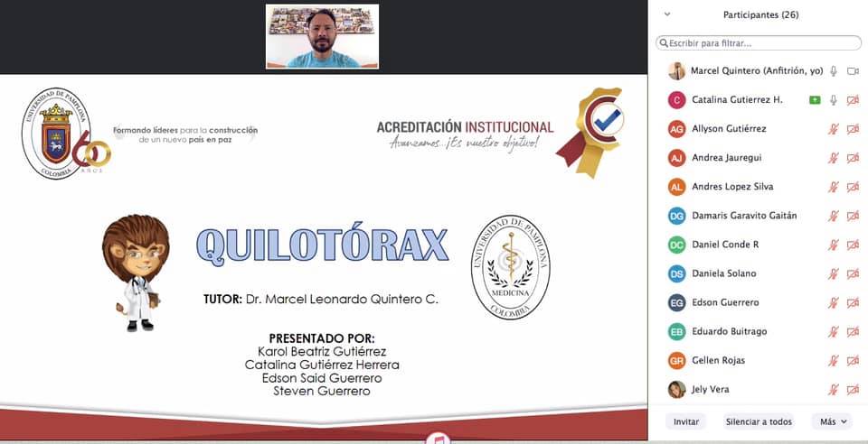 SEMINARIO: “QUILOTÓRAX” Estudiantes VIII Semestre UPA. 11/09/2020