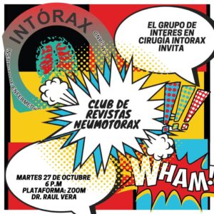 Iniciamos nuestras actividades académicas&nbsp;<img height="16" width="16" alt="💪🏻" src="https://static.xx.fbcdn.net/images/emoji.php/v9/te7/1/16/1f4aa_1f3fb.png"><br>El grupo de interés en cirugía Intorax quiere invitar a todos los interesados al primer club de revistas, a cargo del Dr @ralph_8608; juntos analizaremos las recomendaciones de la literatura y comprenderemos los conceptos más importantes. ¿Les gustaría participar?<br>Escríbanos solicitándonos los artículos a discutir y acompáñenos el próximo martes 27 de octubre.<br><a href="https://web.facebook.com/hashtag/intoraxacademico?__eep__=6&__cft__[0]=AZWc-FdMKMj2DCs23AKN4E7dAehyRJii8XHRwNgISB-4ZTOB500iMLt4Sij5VkN1xfCc66J4A7afMCSJtpdjDIE25N85i-kEA8ZpFjVuSKflp_H3wYaQLoQqYxvpIOOtxaywo3UiSNpW25Bnex4XFbzqvUbDKZ-mgdWx_gGCAB_Xn-eUGysOxdMRWvyhP0K9g68&__tn__=*NK*F">#intoraxacademico</a><a href="https://web.facebook.com/hashtag/intoraxesdesarrollocienti%CC%81fico?__eep__=6&__cft__[0]=AZWc-FdMKMj2DCs23AKN4E7dAehyRJii8XHRwNgISB-4ZTOB500iMLt4Sij5VkN1xfCc66J4A7afMCSJtpdjDIE25N85i-kEA8ZpFjVuSKflp_H3wYaQLoQqYxvpIOOtxaywo3UiSNpW25Bnex4XFbzqvUbDKZ-mgdWx_gGCAB_Xn-eUGysOxdMRWvyhP0K9g68&__tn__=*NK*F">#intoraxesdesarrollocientífico</a><br>Link de la reunión disponible el martes 27 de octubre en el BIO&nbsp;<img height="16" width="16" alt="🤓" src="https://static.xx.fbcdn.net/images/emoji.php/v9/tb3/1/16/1f913.png">&nbsp;Ver menos