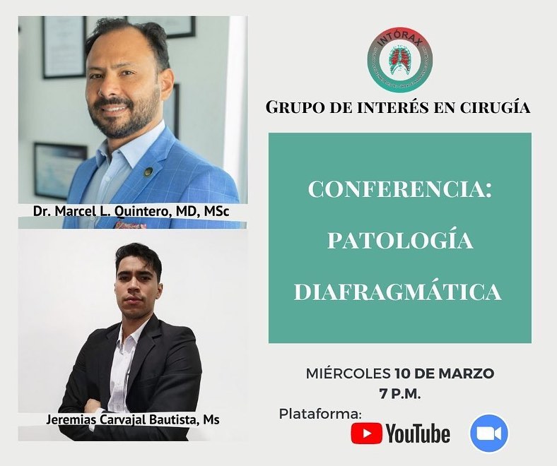 <a href="https://linktr.ee/INTORAXCUCUTA?fbclid=IwAR0AK1j7nW1WfLxb1un0pHEA9DiQiSWLBakVh59Qj-P5PyUULZTHBNHX1GA" rel="noreferrer noopener" target="_blank">https://linktr.ee/INTORAXCUCUTA</a>El grupo de interés en cirugía @intorax.cucuta los invita a su actividad del mes: patología diafragmática, a cargo del Dr. @quintero.marcel y el MS @jecarv. Transmisión en YouTube live y plataforma zoom <img height="16" width="16" alt="💪🏻" src="https://static.xx.fbcdn.net/images/emoji.php/v9/te7/1/16/1f4aa_1f3fb.png">. <a href="https://web.facebook.com/hashtag/intoraxesdesarrollocient%C3%ADfico?__eep__=6&__cft__[0]=AZWJKg2le4Wvu9nv51KznOuEeFmjdwjjRdTEE5AW7EiaIgGePtrbdZfxU45vjZqjOl4_Tc4CJkPe4bda2t5KDJ-ZnpPjE2AHzlkESr7iV34YUNbWtnqOWA6FqN9nh4bvs9IgIhB45qpPVrQVxDNg73q5&__tn__=*NK-R">#intoraxesdesarrollocientífico</a><a href="https://web.facebook.com/hashtag/intoraxacademico?__eep__=6&__cft__[0]=AZWJKg2le4Wvu9nv51KznOuEeFmjdwjjRdTEE5AW7EiaIgGePtrbdZfxU45vjZqjOl4_Tc4CJkPe4bda2t5KDJ-ZnpPjE2AHzlkESr7iV34YUNbWtnqOWA6FqN9nh4bvs9IgIhB45qpPVrQVxDNg73q5&__tn__=*NK-R">#intoraxacademico</a> @intorax.cucuta