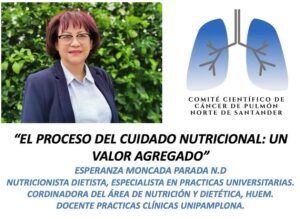26/08/2021- COMITÉ DEPARTAMENTAL DE CÁNCER PULMONAR(CDCP)COMITÉ VIRTUALT3E8“EL PROCESO DE CUIDADO NUTRICIONAL: UN VALOR AGREGADO” por Esperanza Moncada Parada; Nutricionista Dietista, Especialista en Prácticas Universitarias. @intorax.cucuta @esperanzamoncadap @hospitalerasmomeoz @rodriguezradiologos @oscar.oncologia81 @ricardoplazp @jjgarpe @nestor.col