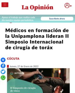 LA NOTICIA DEL MOMENTO! @opinioncucuta @unipamplona II SIMPOSIO DE CIRUGÍA DE TÓRAX