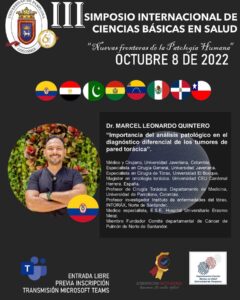 El departamento de Ciencias Básicas en Salud de la <a href="https://www.facebook.com/hashtag/unipamplona?__eep__=6&__cft__[0]=AZUBVi9-D33FqdWSIbSTEMEwmixaYtf97Y0F5u63c2Nw4rxQHnGuFOuEBznNheGdPVVFhay7QMJDbf1WL1FWm3Z3vPj5Jzygah9pVywpodvlw3e-MOrjgRyVAwvO_XeY5OMqPBHSRrMTOimO4xp_Lp2f&__tn__=*NK-R">#Unipamplona</a>, invita a toda la comunidad estudiantil y a los profesionales de la salud del nororiente colombiano y de la frontera colombo-venezolana, al: «Tercer 𝐒𝐢𝐦𝐩𝐨𝐬𝐢𝐨 𝐈𝐧𝐭𝐞𝐫𝐧𝐚𝐜𝐢𝐨𝐧𝐚𝐥 𝐝𝐞 𝐂𝐢𝐞𝐧𝐜𝐢𝐚𝐬 𝐁á𝐬𝐢𝐜𝐚𝐬 𝐞𝐧 𝐒𝐚𝐥𝐮𝐝», a realizarse el 8 de octubre de 2022 a través de la plataforma Microsoft Teams.