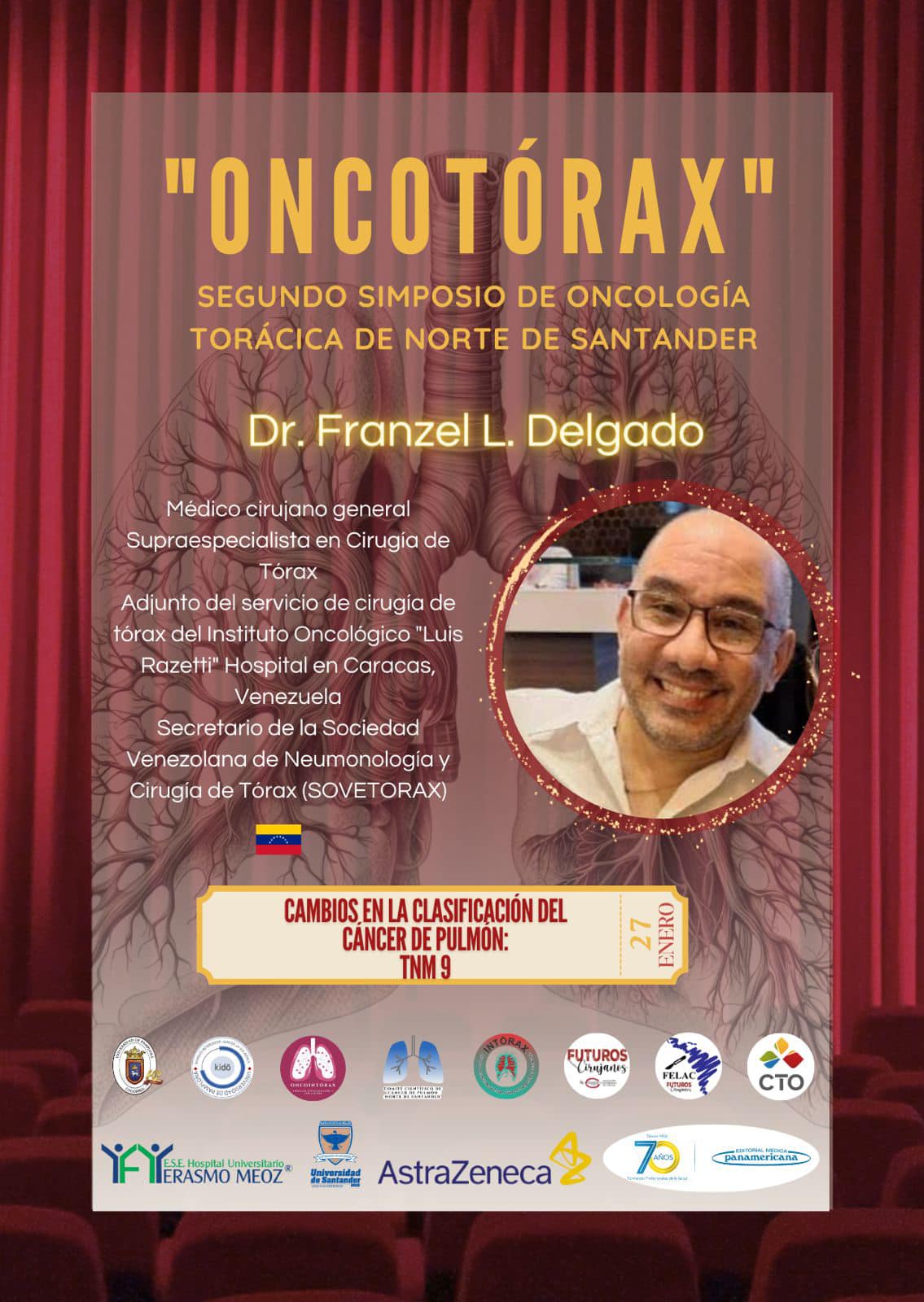 La experiencia del Dr. Franzel Delgado @franzeltorax como Médico cirujano general y Supraespecialista en Cirugía de Tórax, además de su papel como Adjunto en el servicio de cirugía de tórax en el Instituto Oncológico “Luis Razetti” y Secretario de SOVETORAX, destaca su compromiso y conocimiento en el ámbito de la neumonología y cirugía de tórax  La clasificación TNM para el cáncer de pulmón es un sistema que evalúa la extensión del tumor (T), la afectación de los ganglios linfáticos  y la presencia de metástasis (M). Los cambios en esta clasificación suelen reflejar avances en la comprensión del cáncer y la mejora en la precisión de la estadificación. Sería beneficioso conocer más detalles sobre los cambios específicos que el Dr. Franzel Delgado presentará en su conferencia para proporcionar información más detallada para toda la comunidad nortesantandereana. ¡Te esperamos!  #oncotorax #intorax #intoraxesdesarrollocientífico #intoraxacademico #intoraxesacademia #cancerdepulmon