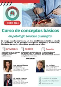 Para nosotros es un placer anunciarles la nueva versión de nuestro curso CICOB 2024. En esta versión contamos con un total de 13 módulos académicos en los que se tratan temas de patología quirúrgica torácica, además de la inclusión de un nuevo módulo de radiología que le permitirá a la comunidad académica en general generar unas bases sólidas para el abordaje de este tipo de patología